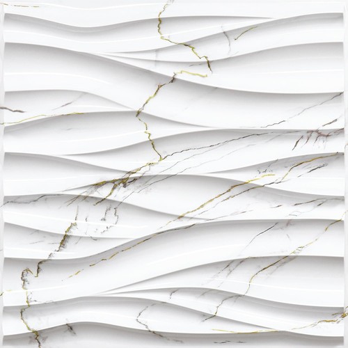 Wave wall panels white - 3d,